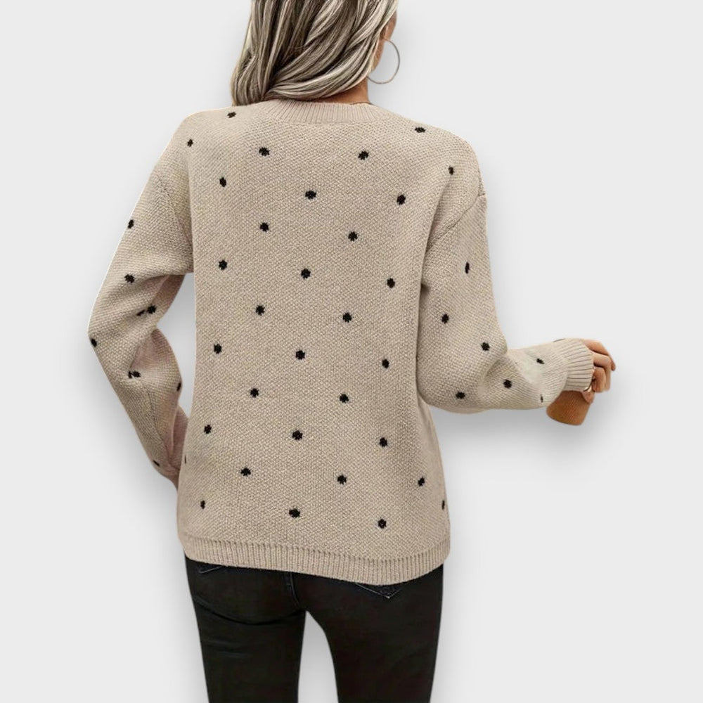 Strickpullover mit Punktemuster und Rundhalsausschnitt