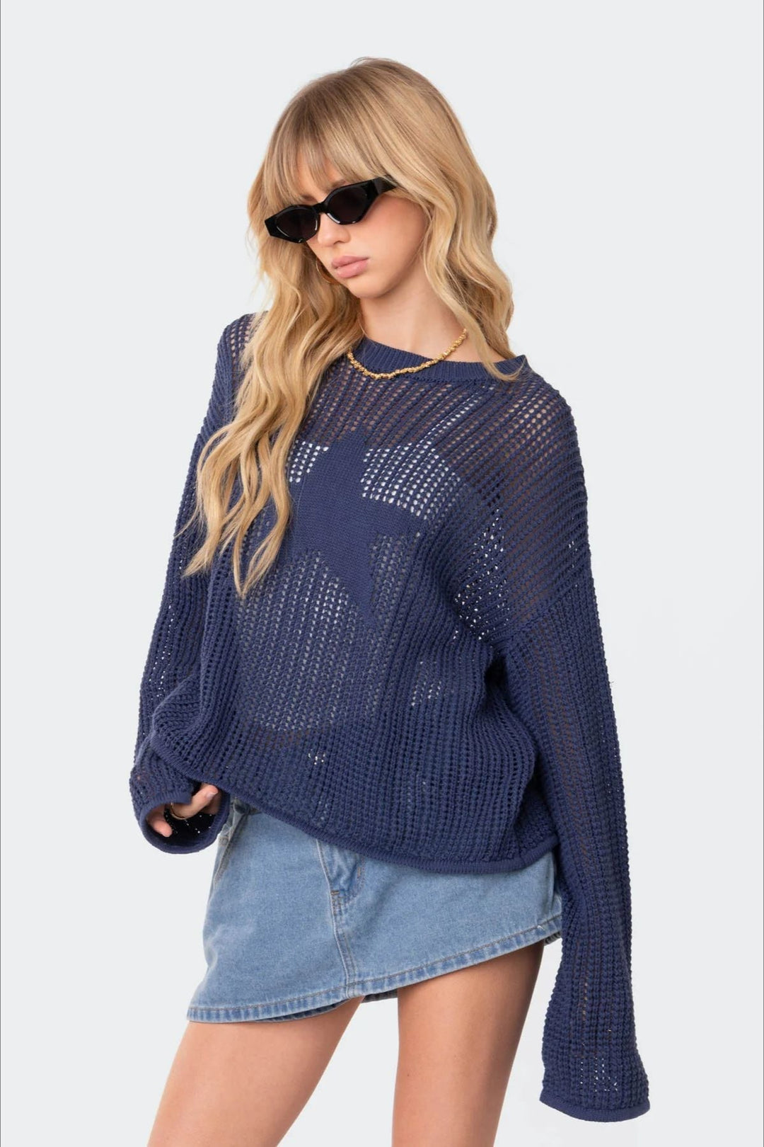 Pullover mit Strickstruktur in Dunkelblau