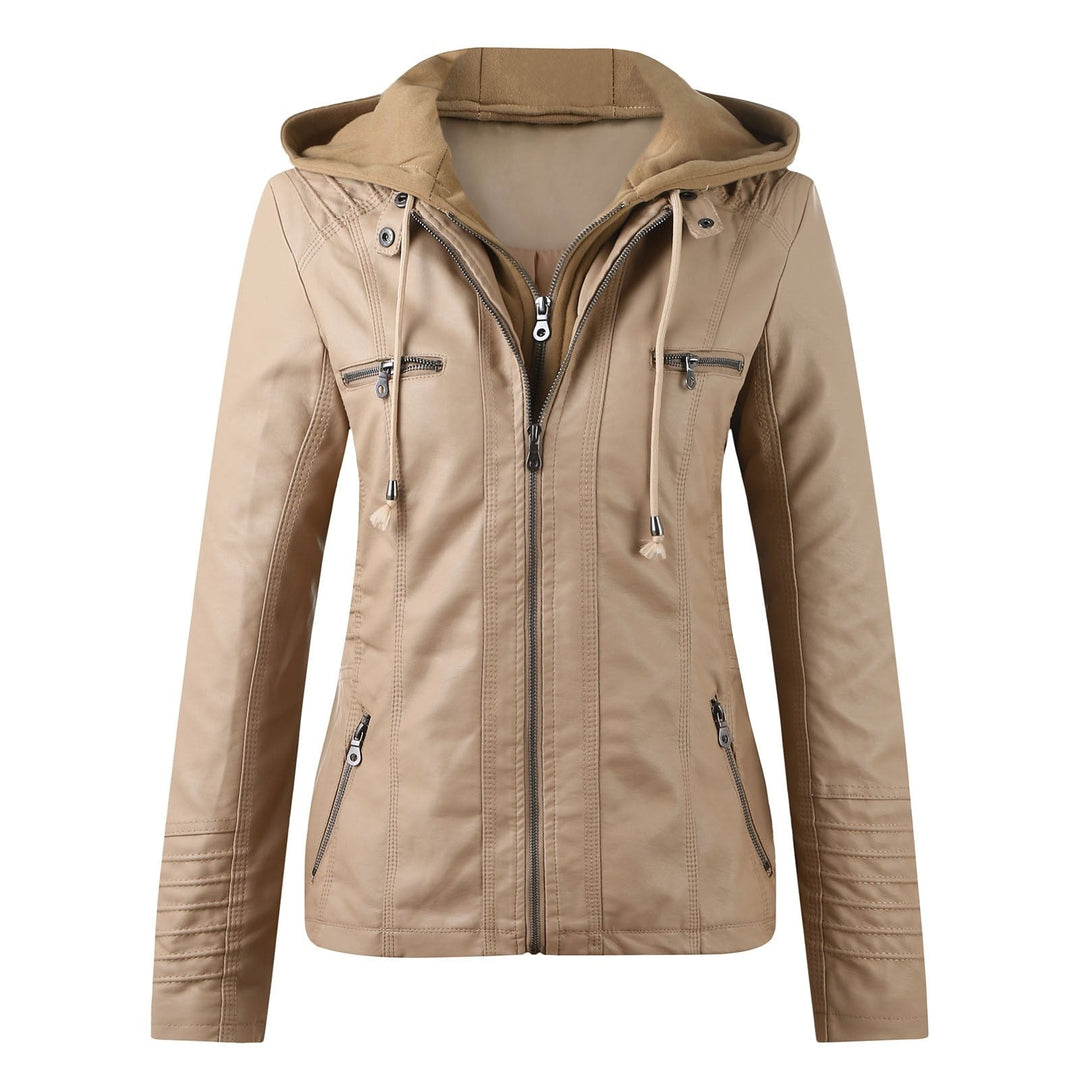 Moderne Lederjacke mit Kapuze