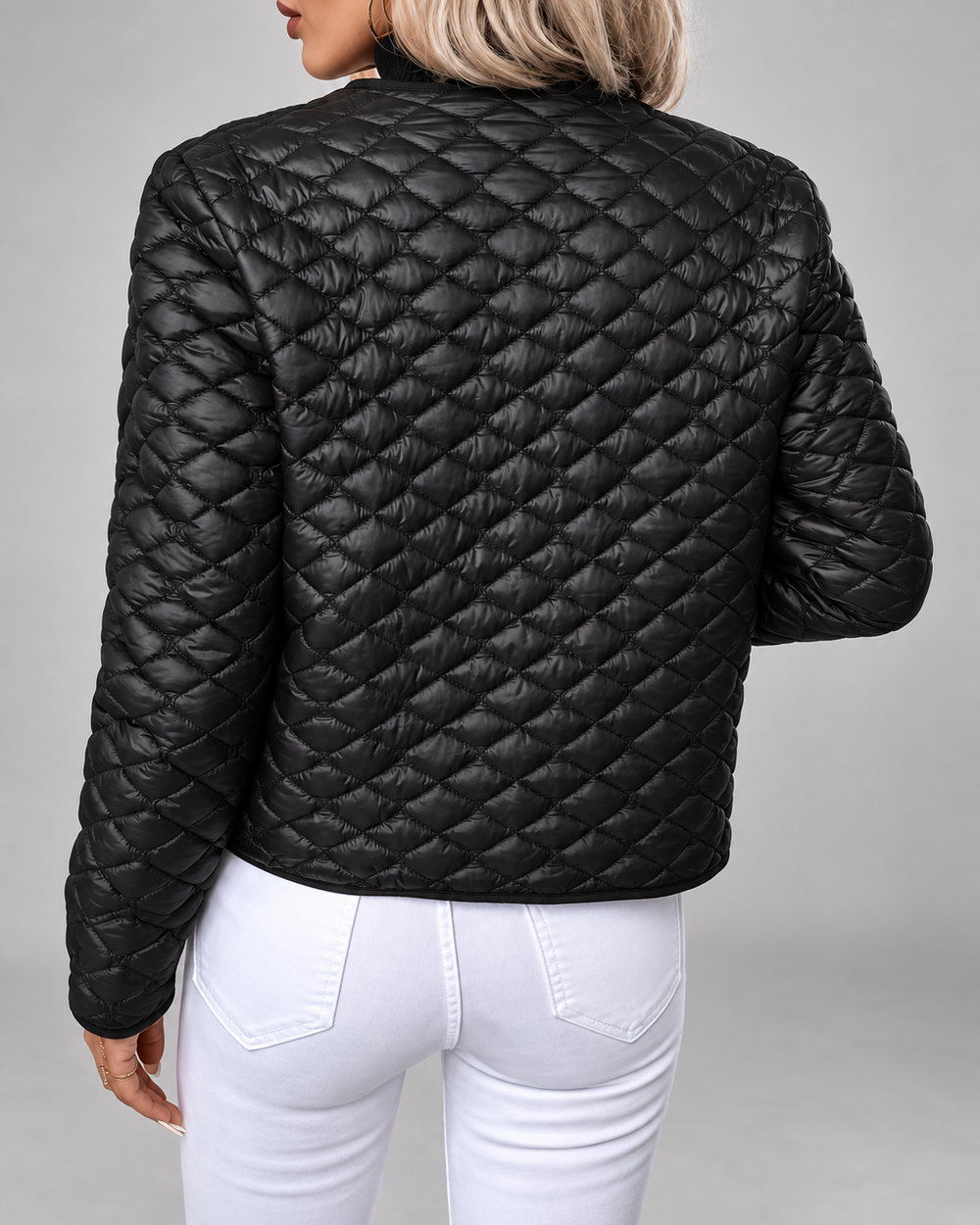 Steppjacke mit Knopfleiste und Brusttaschen