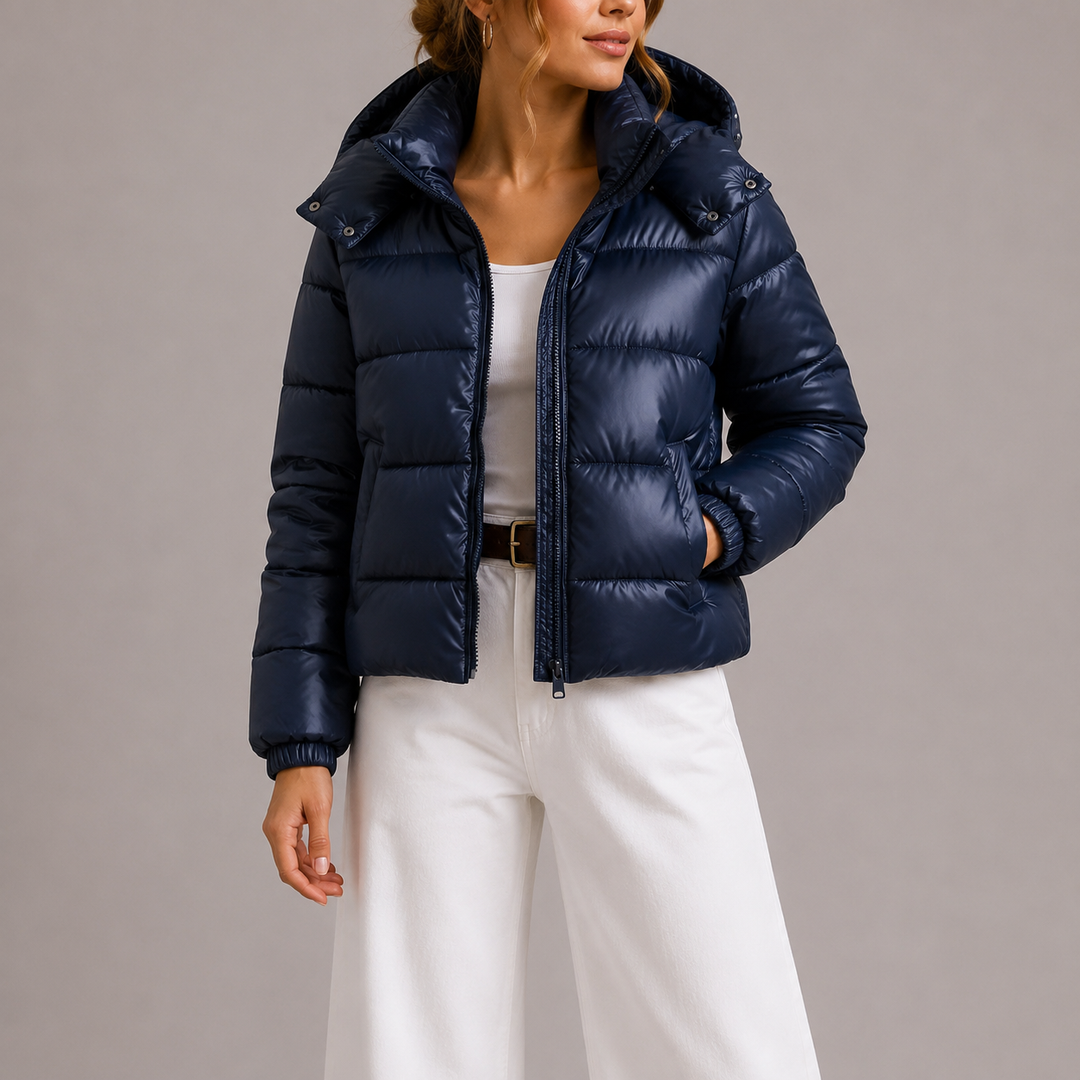 Steppjacke mit Kapuze, Reißverschluss und Taschen