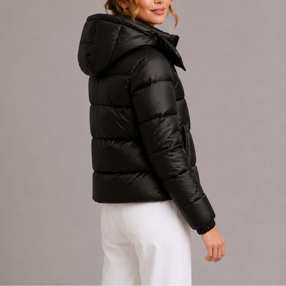 Steppjacke mit Kapuze, Reißverschluss und Taschen