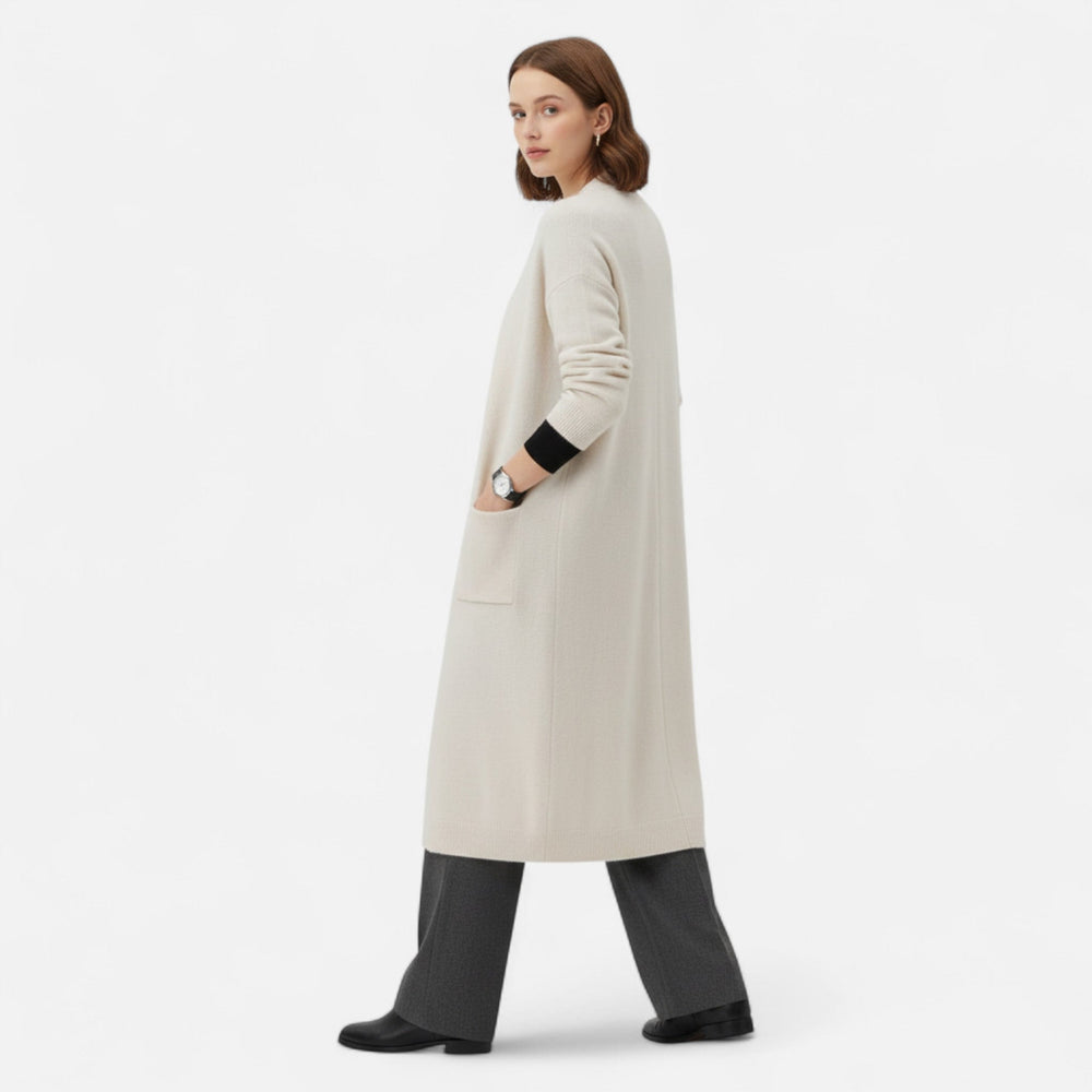 Lange Strickjacke ohne Verschluss mit Taschen