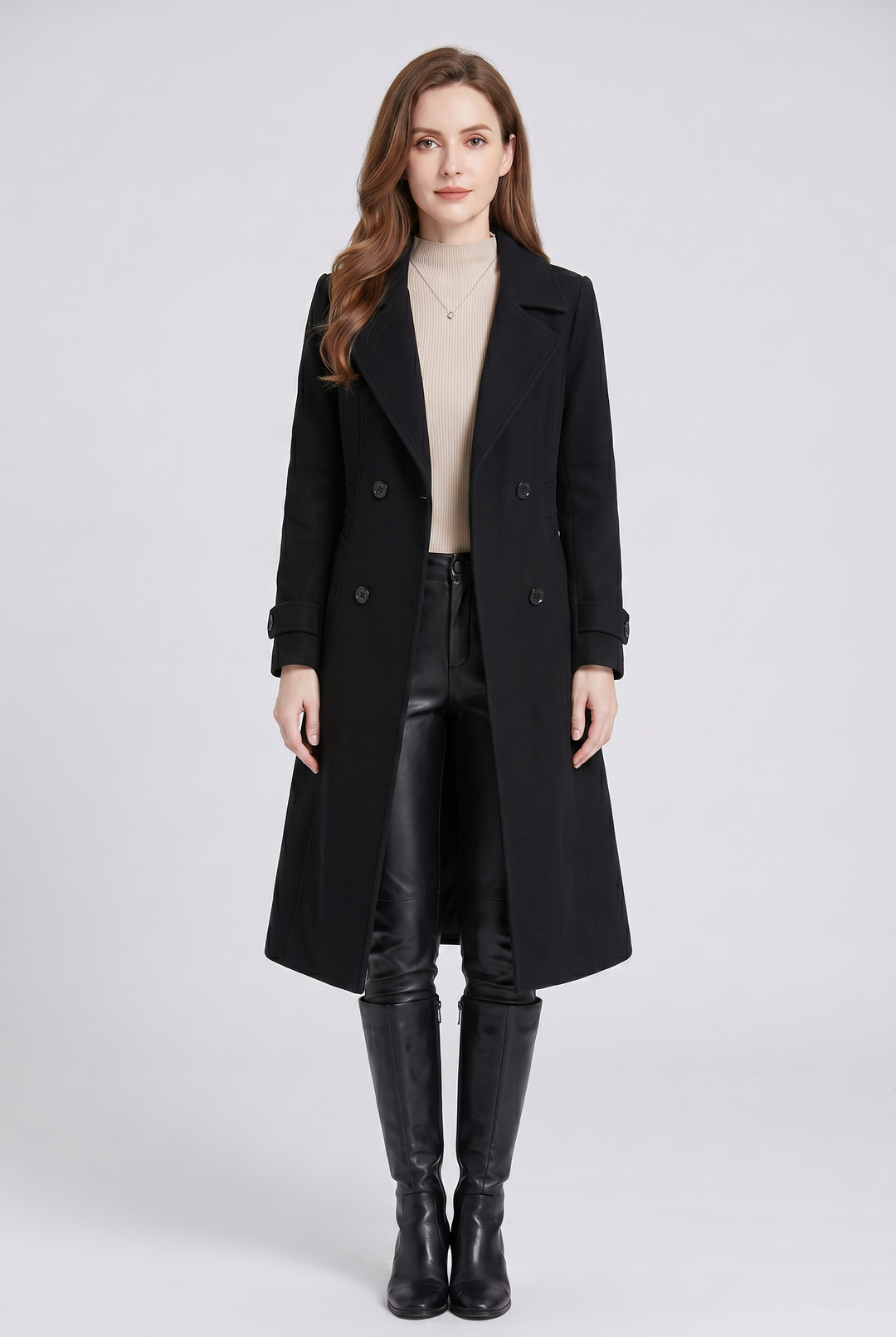 Langer Trenchcoat mit zweireihiger Knopfleiste