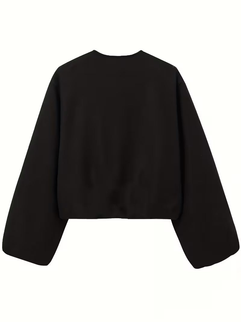Kurze Jacke aus Wollmischung mit Reißverschluss vorne und Taschen