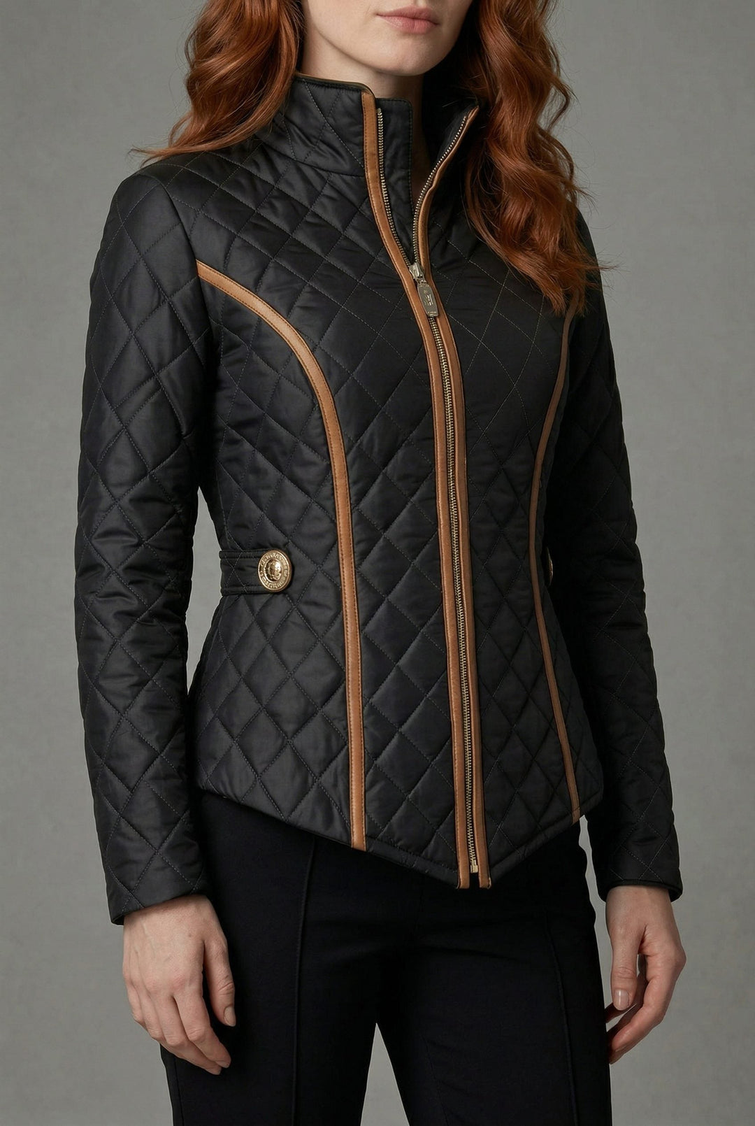 Steppjacke mit Reißverschluss und Stehkragen