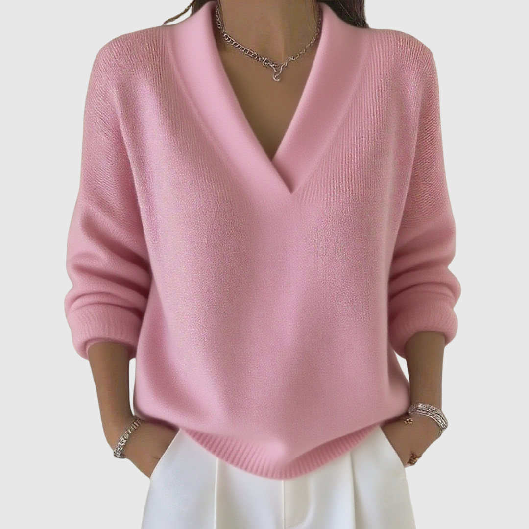Weicher Strickpullover mit V-Ausschnitt und lockerer Passform