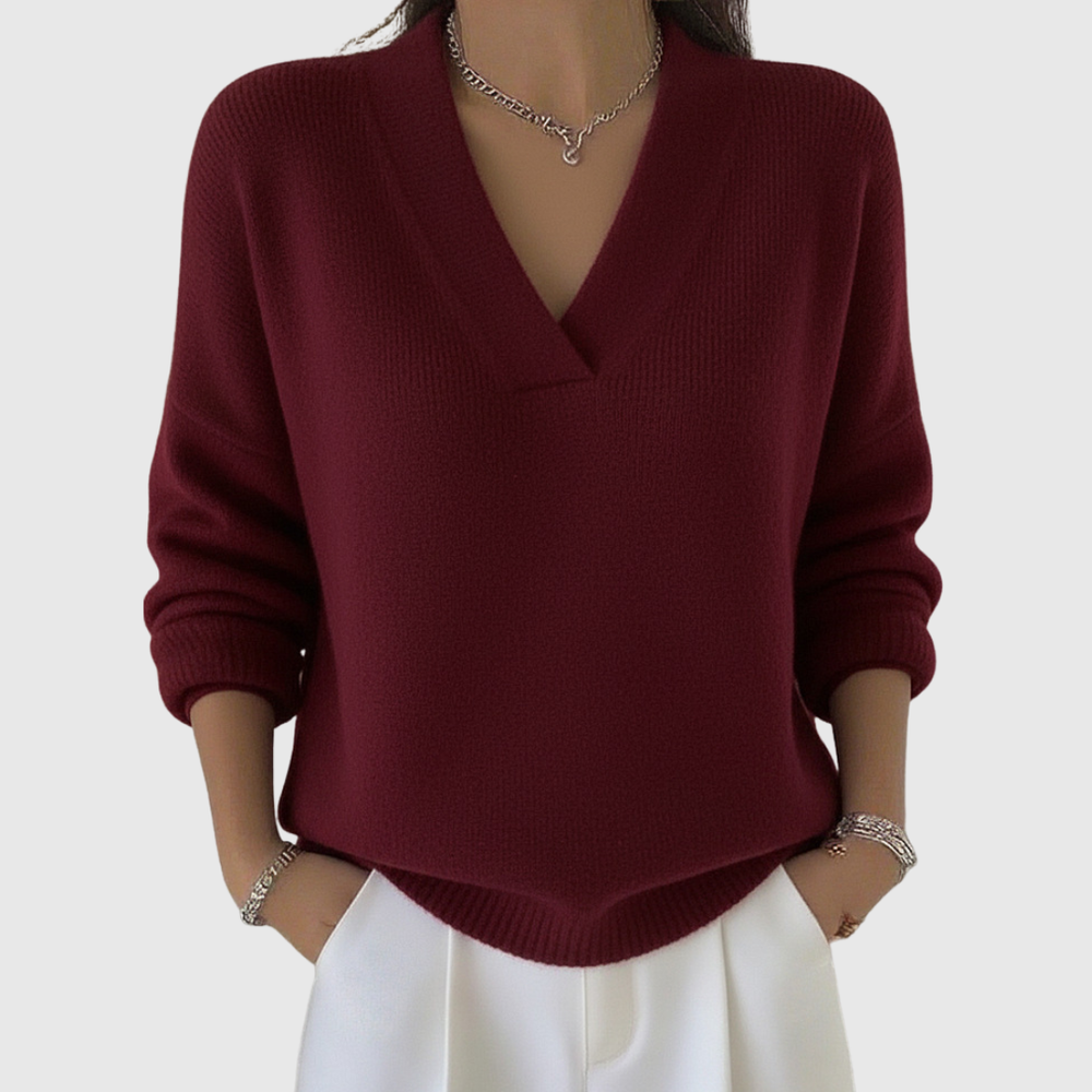 Weicher Strickpullover mit V-Ausschnitt und lockerer Passform