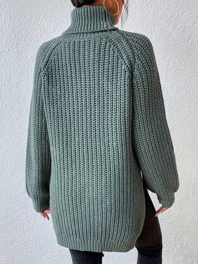Oversize-Rollkragenpullover in Rippstrick