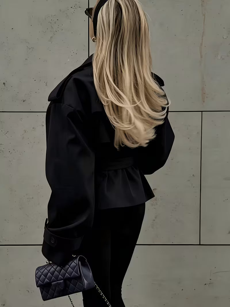 Oversize-Trenchcoat mit Gürtel und breitem Revers