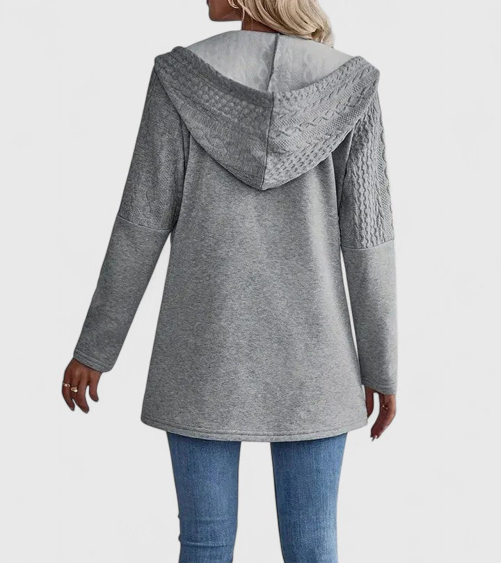 Kapuzenjacke mit Reißverschluss und Zopfstruktur
